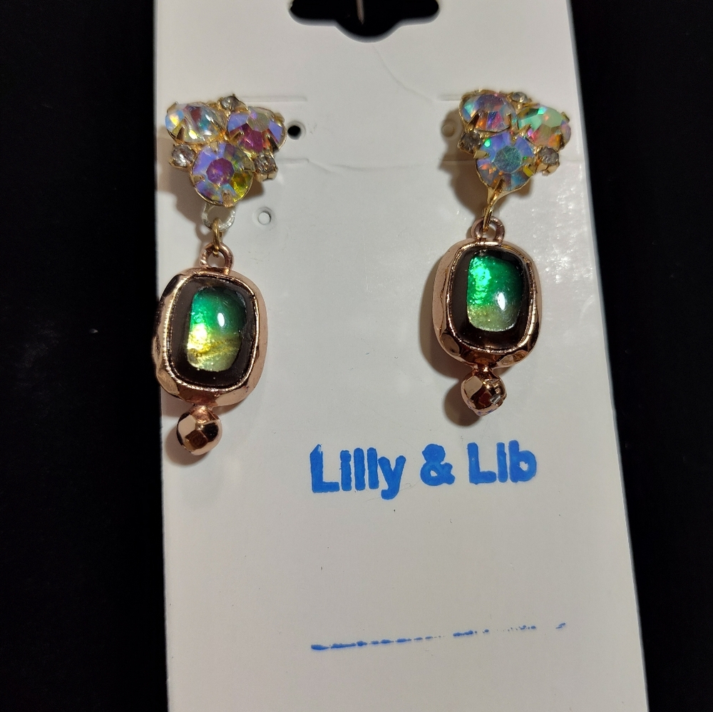Green and Gold Earrings
